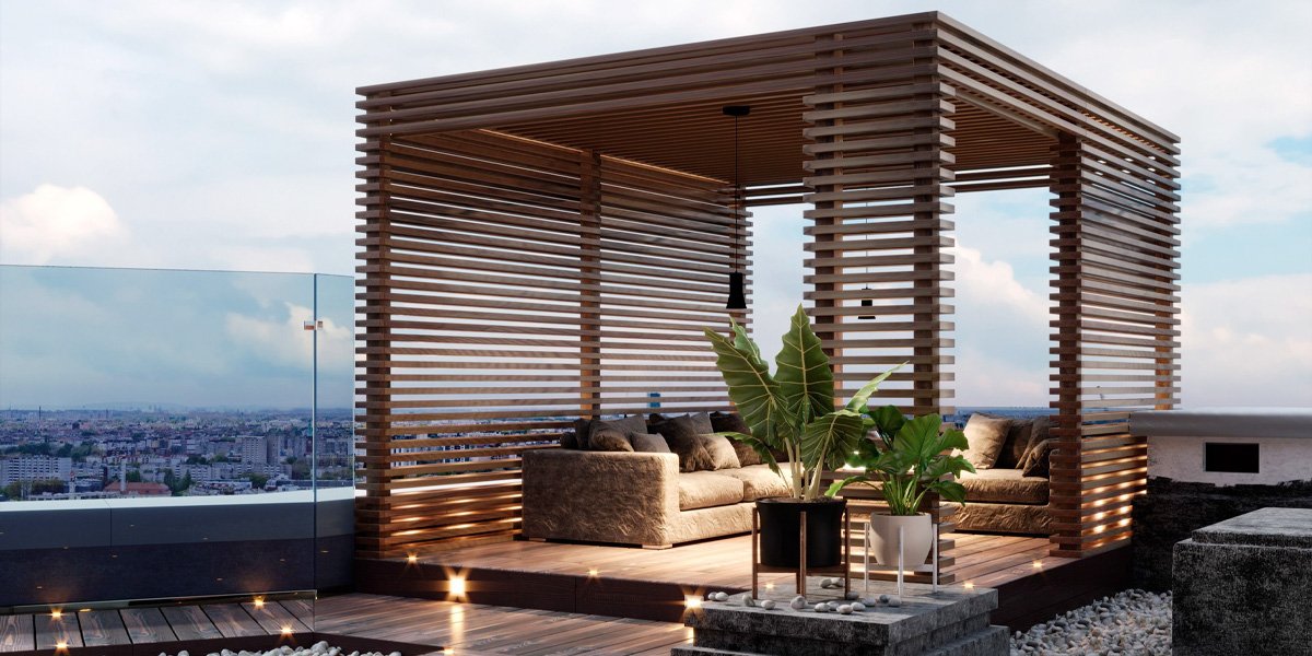 روف گاردن آلاچیق چوبی در روف گاردن